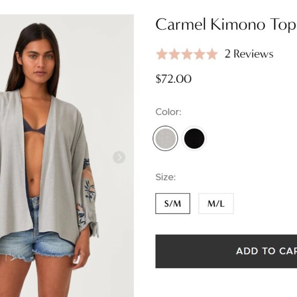 Lovestitch Linen Carmel Kimono Top Embroidered Flowy Navy Grey Cardigan Cover Up - Picture 2 of 7